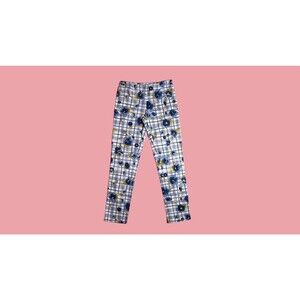 Y2K. MOSCHINO CHEAP and CHIC Watercolor Floral Grid Print Trousers. Medium AS IS